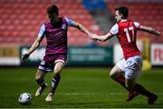 7 February 2020; James Brown of Drogheda United in action against Jason McClellend of St Patrick's Athletic during the pre-season friendly match between St Patrick's Athletic and Drogheda United at Richmond Park in Dublin. Photo by Seb Daly/Sportsfile