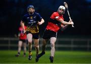 8 February 2020; Neil Montgomery of UCC in action against John Donnelly of DCU Dóchas Éireann during the Fitzgibbon Cup Semi-Final match between DCU Dóchas Éireann and UCC at Dublin City University Sportsgrounds. Photo by Sam Barnes/Sportsfile