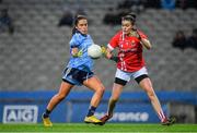 8 February 2020; Hannah O'Neill of Dublin in action against Hannah Looney of Cork during the Lidl Ladies National Football League Division 1 Round 3 match between Dublin and Cork at Croke Park in Dublin. Photo by Seb Daly/Sportsfile