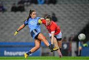 8 February 2020; Hannah O'Neill of Dublin in action against Hannah Looney of Cork during the Lidl Ladies National Football League Division 1 Round 3 match between Dublin and Cork at Croke Park in Dublin. Photo by Seb Daly/Sportsfile