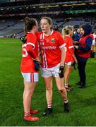 8 February 2020; Áine O'Sullivan, right, and Shauna Kiely of Cork congratulate each other following their side's victory during the Lidl Ladies National Football League Division 1 Round 3 match between Dublin and Cork at Croke Park in Dublin. Photo by Seb Daly/Sportsfile