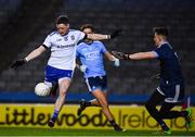 8 February 2020; Conor McManus of Monaghan shoots past Evan Comerford in the Dublin goal to score his side's first goal in the first minute of the Allianz Football League Division 1 Round 3 match between Dublin and Monaghan at Croke Park in Dublin. Photo by Ray McManus/Sportsfile