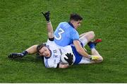 8 February 2020; Conor McManus of Monaghan calls a mark despite the attention of David Byrne of Dublin during the Allianz Football League Division 1 Round 3 match between Dublin and Monaghan at Croke Park in Dublin. Photo by Stephen McCarthy/Sportsfile