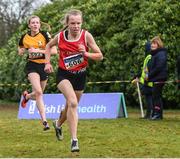 8 February 2020; Orna Moynihan of St. Cronans AC, Clare, right, who won gold in the girls under-15 Cross Country from second place Lily Sheehy from Ashford, Co Wicklow during the Irish Life Health National Intermediate, Master, Juvenile B & Relays Cross Country at Avondale in Rathdrum, Co Wicklow. Photo by Matt Browne/Sportsfile