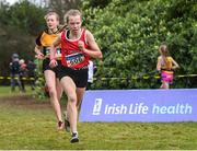 8 February 2020; Orna Moynihan of St. Cronans AC, Clare, right, who won gold in the girls under-15 Cross Country from second place Lily Sheehy from Ashford, Co Wicklow during the Irish Life Health National Intermediate, Master, Juvenile B & Relays Cross Country at Avondale in Rathdrum, Co Wicklow. Photo by Matt Browne/Sportsfile