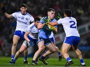 8 February 2020; Dan O'Brien of Dublin in action against Drew Wylie, 2, Darren Hughes and Aaron Mulligan of Monaghan, left, during the Allianz Football League Division 1 Round 3 match between Dublin and Monaghan at Croke Park in Dublin. Photo by Ray McManus/Sportsfile