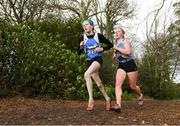 8 February 2020; Leah Toher of Claremorris AC, Mayo, on her way to winning the Girls under-17 Cross Country from second place Niamh McDonald of Ballyroan Abbeyleix and District AC, Laois, during the Irish Life Health National Intermediate, Master, Juvenile B & Relays Cross Country at Avondale in Rathdrum, Co Wicklow. Photo by Matt Browne/Sportsfile