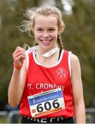 8 February 2020; Orna Moynihan of St. Cronans AC, Clare, who won gold in the girls under-15 Cross Country during the Irish Life Health National Intermediate, Master, Juvenile B & Relays Cross Country at Avondale in Rathdrum, Co Wicklow. Photo by Matt Browne/Sportsfile
