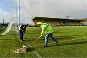 9 February 2020; St Eunan's club officials Andy McGlynn, right, and John Kilgallon working on the pitch before the Allianz Football League Division 1 Round 3 match between Donegal and Galway at O'Donnell Park in Letterkenny, Donegal. Photo by Oliver McVeigh/Sportsfile