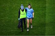 8 February 2020; Kate Sullivan of Dublin leaves the pitch assisted by team physiotherapist Anita O'Brien during the Lidl Ladies National Football League Division 1 Round 3 match between Dublin and Cork at Croke Park in Dublin. Photo by Stephen McCarthy/Sportsfile