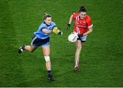 8 February 2020; Jennifer Dunne of Dublin and Hannah Looney of Cork during the Lidl Ladies National Football League Division 1 Round 3 match between Dublin and Cork at Croke Park in Dublin. Photo by Stephen McCarthy/Sportsfile