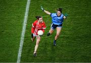 8 February 2020; Melissa Duggan of Cork and Siobhán Woods of Dublin during the Lidl Ladies National Football League Division 1 Round 3 match between Dublin and Cork at Croke Park in Dublin. Photo by Stephen McCarthy/Sportsfile