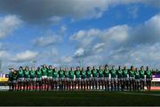 9 February 2020; Ireland players stand for the national anthems prior to the Women's Six Nations Rugby Championship match between Ireland and Wales at Energia Park in Dublin. Photo by Ramsey Cardy/Sportsfile
