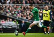 8 February 2020; Jonathan Sexton of Ireland kicks a conversion during the Guinness Six Nations Rugby Championship match between Ireland and Wales at the Aviva Stadium in Dublin. Photo by Ramsey Cardy/Sportsfile