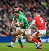8 February 2020; Bundee Aki of Ireland during the Guinness Six Nations Rugby Championship match between Ireland and Wales at the Aviva Stadium in Dublin. Photo by Ramsey Cardy/Sportsfile