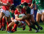 9 February 2020; Jasmine Joyce of Wales is tackled by Aoife McDermott, left, and Lindsay Peat of Ireland during the Women's Six Nations Rugby Championship match between Ireland and Wales at Energia Park in Dublin. Photo by Ramsey Cardy/Sportsfile