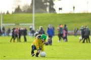 9 February 2020; Conor Fitzgerald, aged 7, from Kilcloon, Co. Meath, plays on the pitch at half-time during the Allianz Football League Division 1 Round 3 match between Meath and Mayo at Páirc Tailteann in Navan, Meath. Photo by Seb Daly/Sportsfile