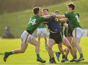 9 February 2020; Stephen Coen of Mayo in action against Thomas O’Reilly, left, and Bryan McMahon of Meath during the Allianz Football League Division 1 Round 3 match between Meath and Mayo at Páirc Tailteann in Navan, Meath. Photo by Seb Daly/Sportsfile