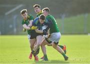 9 February 2020; Lee Keegan of Mayo in action against Bryan McMahon, left, and Ronan Jones of Meath during the Allianz Football League Division 1 Round 3 match between Meath and Mayo at Páirc Tailteann in Navan, Meath. Photo by Seb Daly/Sportsfile