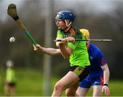 8 February 2020; Shane Reck of IT Carlow in action against Andrew Ormond of Mary Immaculate College Limerick during the Fitzgibbon Cup Semi-Final match between Mary Immaculate College Limerick and IT Carlow at Dublin City University Sportsgrounds. Photo by Sam Barnes/Sportsfile