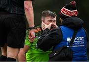 8 February 2020; Mark Slevin of IT Carlow receives medical treatment during the Fitzgibbon Cup Semi-Final match between Mary Immaculate College Limerick and IT Carlow at Dublin City University Sportsgrounds. Photo by Sam Barnes/Sportsfile