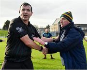 9 February 2020; Referee Seán Hurson with Meath manager Andy McEntee following the Allianz Football League Division 1 Round 3 match between Meath and Mayo at Páirc Tailteann in Navan, Meath. Photo by Seb Daly/Sportsfile