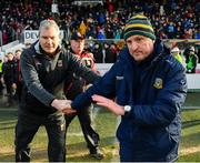 9 February 2020; Meath manager Andy McEntee, right, and Mayo manager James Horan following the Allianz Football League Division 1 Round 3 match between Meath and Mayo at Páirc Tailteann in Navan, Meath. Photo by Seb Daly/Sportsfile