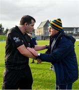 9 February 2020; Referee Seán Hurson with Meath manager Andy McEntee following the Allianz Football League Division 1 Round 3 match between Meath and Mayo at Páirc Tailteann in Navan, Meath. Photo by Seb Daly/Sportsfile