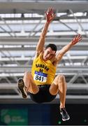 9 February 2020; Shane Howard of Bandon AC, Cork, competing in the Senior Men's Long Jump during the AAI National Indoor Games at the Sport Ireland National Indoor Arena on the Sport Ireland Campus in Dublin. Photo by Eóin Noonan/Sportsfile