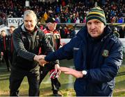 9 February 2020; Meath manager Andy McEntee, right, and Mayo manager James Horan following the Allianz Football League Division 1 Round 3 match between Meath and Mayo at Páirc Tailteann in Navan, Meath. Photo by Seb Daly/Sportsfile