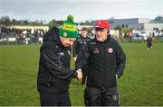 9 February 2020; Tyrone manager Mickey Harte, right, and Kerry manager Peter Keane following the Allianz Football League Division 1 Round 3 match between Tyrone and Kerry at Edendork GAC in Dungannon, Co Tyrone. Photo by David Fitzgerald/Sportsfile