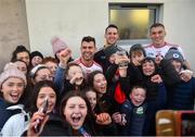 9 February 2020; Tyrone supporters grab the Man of the Match award of Darren McCurry, left, and celebrate with him and fellow Tyrone players Niall Morgan, centre, and Conn Kilpatrick following the Allianz Football League Division 1 Round 3 match between Tyrone and Kerry at Edendork GAC in Dungannon, Co Tyrone. Photo by David Fitzgerald/Sportsfile