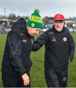 9 February 2020; Tyrone manager Mickey Harte, right, and Kerry manager Peter Keane following the Allianz Football League Division 1 Round 3 match between Tyrone and Kerry at Edendork GAC in Dungannon, Co Tyrone. Photo by David Fitzgerald/Sportsfile