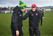 9 February 2020; Tyrone manager Mickey Harte, right, and Kerry manager Peter Keane following the Allianz Football League Division 1 Round 3 match between Tyrone and Kerry at Edendork GAC in Dungannon, Co Tyrone. Photo by David Fitzgerald/Sportsfile