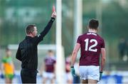9 February 2020; Referee Joe McQuillan issues a red card to Michael Daly of Galway during the Allianz Football League Division 1 Round 3 match between Donegal and Galway at O'Donnell Park in Letterkenny, Donegal. Photo by Oliver McVeigh/Sportsfile