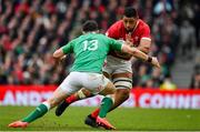 8 February 2020; Taulupe Faletau of Wales in action against Robbie Henshaw of Ireland during the Guinness Six Nations Rugby Championship match between Ireland and Wales at Aviva Stadium in Dublin. Photo by Brendan Moran/Sportsfile