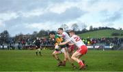9 February 2020; Paul Murphy of Kerry is tackled by Cathal McShane, right, and Kieran McGeary of Tyrone during the Allianz Football League Division 1 Round 3 match between Tyrone and Kerry at Edendork GAC in Dungannon, Co Tyrone. Photo by David Fitzgerald/Sportsfile