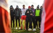 9 February 2020; Tyrone manager Mickey Harte addresses his players following the Allianz Football League Division 1 Round 3 match between Tyrone and Kerry at Edendork GAC in Dungannon, Co Tyrone. Photo by David Fitzgerald/Sportsfile