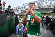 8 February 2020; Ireland captain Jonathan Sexton after the Guinness Six Nations Rugby Championship match between Ireland and Wales at Aviva Stadium in Dublin. Photo by Brendan Moran/Sportsfile
