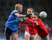 8 February 2020; Carla Rowe of Dublin in action against Melissa Duggan of Cork during the Lidl Ladies National Football League Division 1 Round 3 match between Dublin and Cork at Croke Park in Dublin. Photo by Seb Daly/Sportsfile
