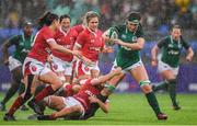 9 February 2020; Anna Caplice of Ireland is tackled by Alisha Butchers of Wales during the Women's Six Nations Rugby Championship match between Ireland and Wales at Energia Park in Dublin. Photo by Ramsey Cardy/Sportsfile