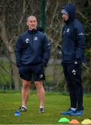 10 February 2020; Senior coach Stuart Lancaster, left, and head coach Leo Cullen during Leinster Rugby squad training at UCD, Dublin. Photo by Joseph Walsh/Sportsfile