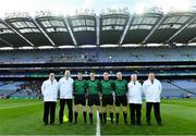 18 January 2020; Referee Seán Stack with his officials before the AIB GAA Hurling All-Ireland Junior Club Championship Final between Russell Rovers and Conahy Shamrocks at Croke Park in Dublin. Photo by Piaras Ó Mídheach/Sportsfile