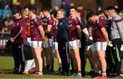 9 February 2020; Galway manager Padraic Joyce, centre, along with his players before the Allianz Football League Division 1 Round 3 match between Donegal and Galway at O'Donnell Park in Letterkenny, Donegal. Photo by Oliver McVeigh/Sportsfile