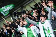 11 February 2020; Gonzaga College supporters during the Bank of Ireland Leinster Schools Senior Cup Second Round match between Gonzaga College and St Michaels College at Energia Park in Dublin. Photo by Ramsey Cardy/Sportsfile