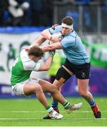 11 February 2020; Jack Boyle of St Michaels College is tackled by Hugo Fitzgerald of Gonzaga College during the Bank of Ireland Leinster Schools Senior Cup Second Round match between Gonzaga College and St Michaels College at Energia Park in Dublin. Photo by Ramsey Cardy/Sportsfile