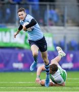 11 February 2020; Eddie Kelly of St Michaels College and Hugo Fitzgerald of Gonzaga College during the Bank of Ireland Leinster Schools Senior Cup Second Round match between Gonzaga College and St Michaels College at Energia Park in Dublin. Photo by Ramsey Cardy/Sportsfile