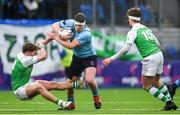 11 February 2020; Jack Boyle of St Michaels College is tackled by Hugo Fitzgerald of Gonzaga College during the Bank of Ireland Leinster Schools Senior Cup Second Round match between Gonzaga College and St Michaels College at Energia Park in Dublin. Photo by Ramsey Cardy/Sportsfile