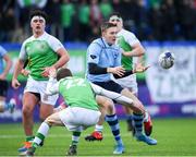 11 February 2020; Eddie Kelly of St Michaels College in action against Davy Colbert of Gonzaga College during the Bank of Ireland Leinster Schools Senior Cup Second Round match between Gonzaga College and St Michaels College at Energia Park in Dublin. Photo by Ramsey Cardy/Sportsfile