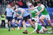 11 February 2020; Jack Boyle of St Michaels College is tackled by Harry Colbert of Gonzaga College during the Bank of Ireland Leinster Schools Senior Cup Second Round match between Gonzaga College and St Michaels College at Energia Park in Dublin. Photo by Ramsey Cardy/Sportsfile